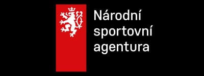 Logo of the National Sports Agency with a red emblem and a white lion on a black background, representing sports support in the Czech Republic.